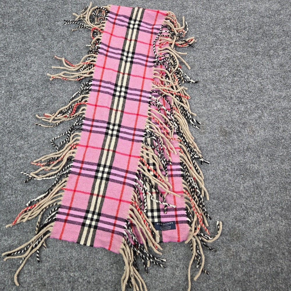 Burberry‎ London Happy Double Fringe Scarf 100% Cashmere Magenta Pink